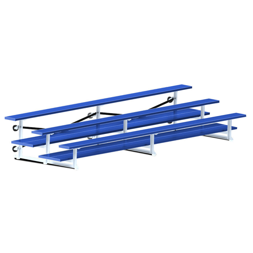 Jaypro Sports Bleacher  - 3 Row - Tip & Roll, Double Foot Plank, Powder Coated - 15' L (BLDP-3TRGPC)