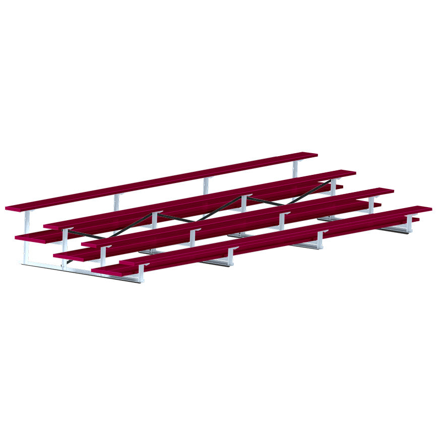 Jaypro Sports Bleacher  - 4 Row - Double Foot Plank, All Aluminum Bleachers, Powder Coated - 21' L (BLDP-421ALPC)