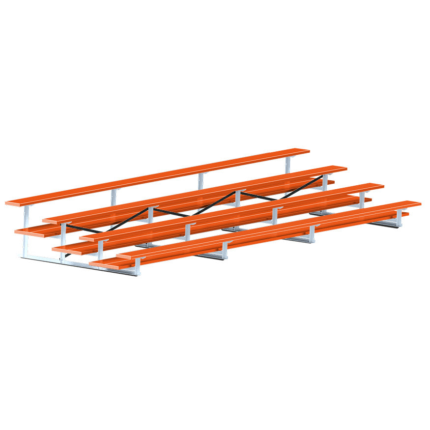 Jaypro Sports Bleacher  - 4 Row - Double Foot Plank, All Aluminum Bleachers, Powder Coated - 21' L (BLDP-421ALPC)