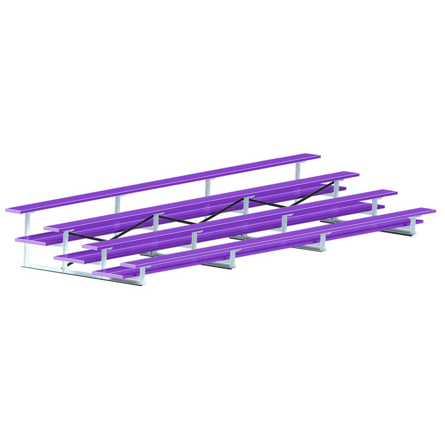 Jaypro Sports Bleacher  - 4 Row - Double Foot Plank, All Aluminum Bleachers, Powder Coated - 21' L (BLDP-421ALPC)