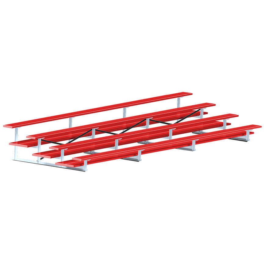 Jaypro Sports Bleacher  - 4 Row - Double Foot Plank, All Aluminum Bleachers, Powder Coated - 21' L (BLDP-421ALPC)