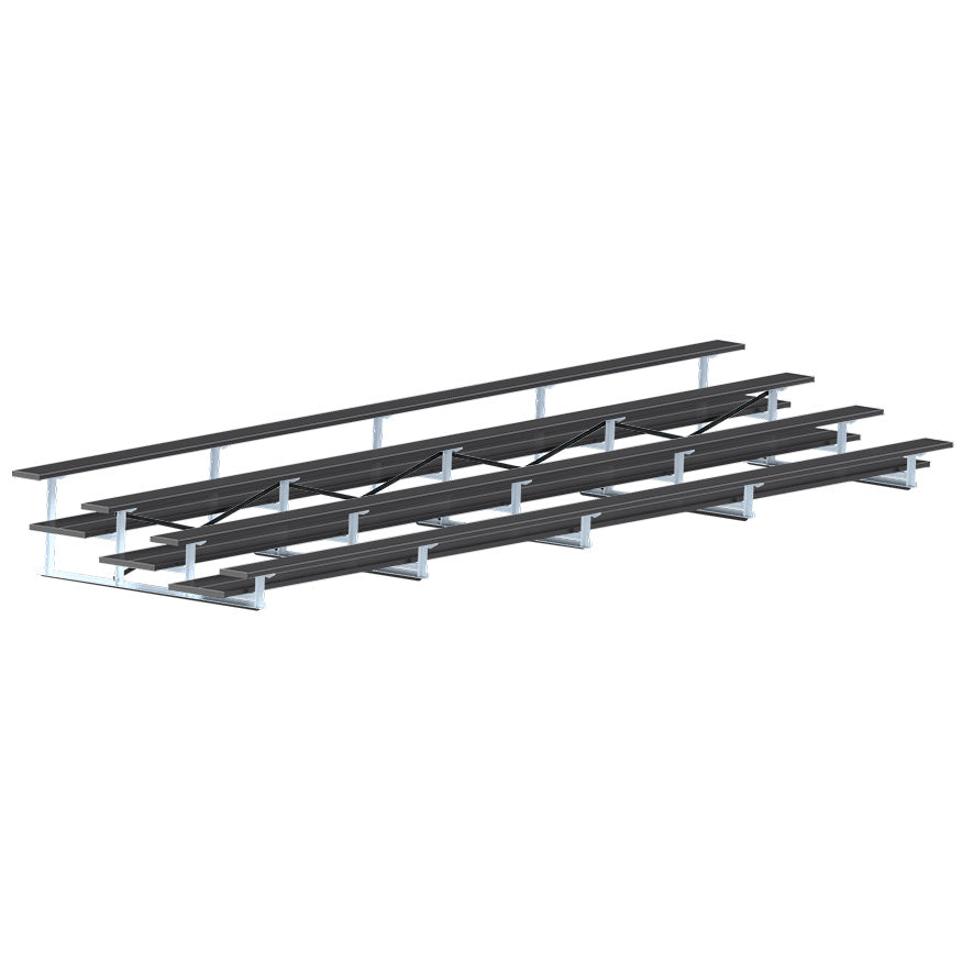 Jaypro Sports Bleacher  - 4 Row - Double Foot Plank, All Aluminum Bleachers, Powder Coated - 27' L (BLDP-427ALPC)