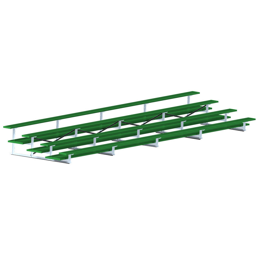 Jaypro Sports Bleacher  - 4 Row - Double Foot Plank, All Aluminum Bleachers, Powder Coated - 27' L (BLDP-427ALPC)
