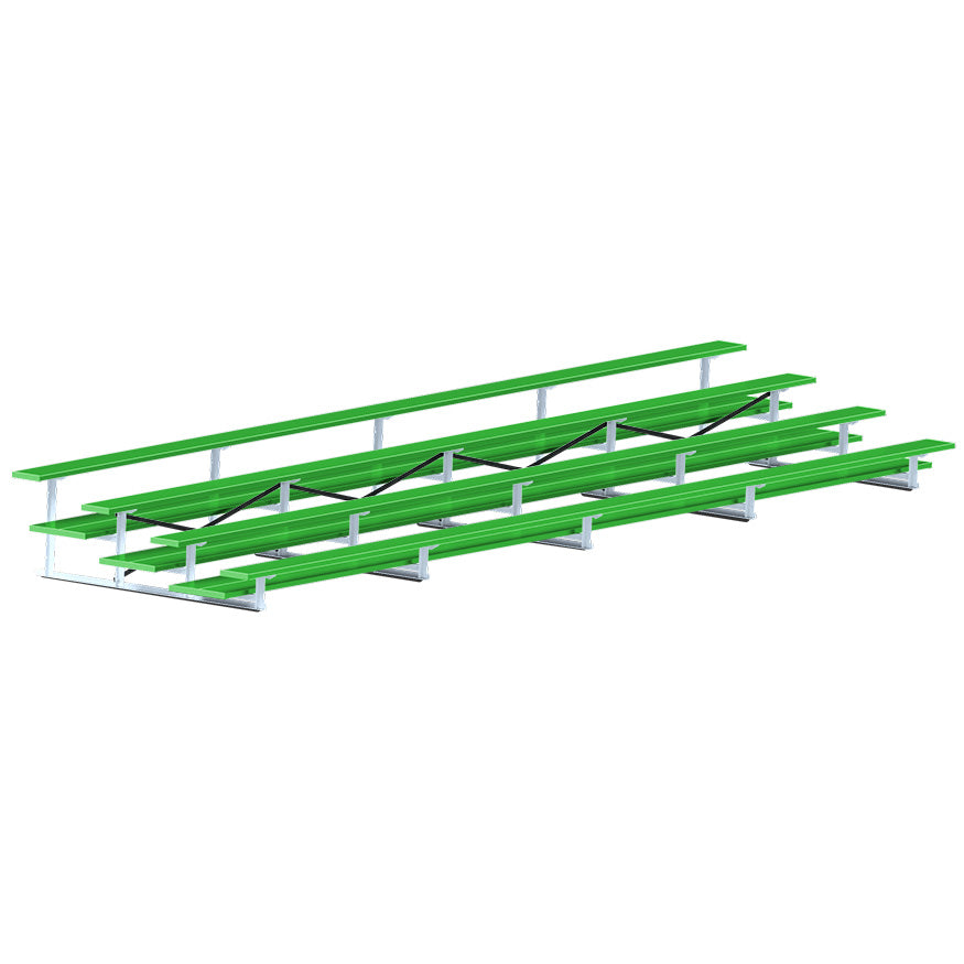Jaypro Sports Bleacher  - 4 Row - Double Foot Plank, All Aluminum Bleachers, Powder Coated - 27' L (BLDP-427ALPC)