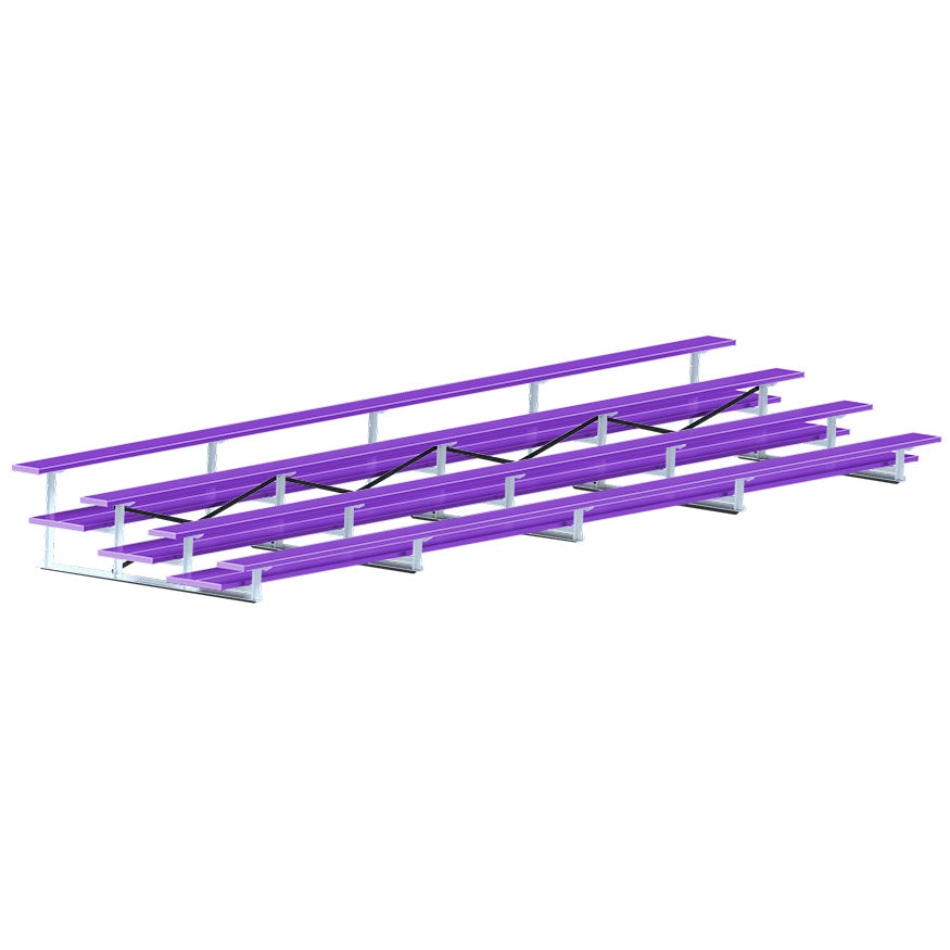 Jaypro Sports Bleacher  - 4 Row - Double Foot Plank, All Aluminum Bleachers, Powder Coated - 27' L (BLDP-427ALPC)