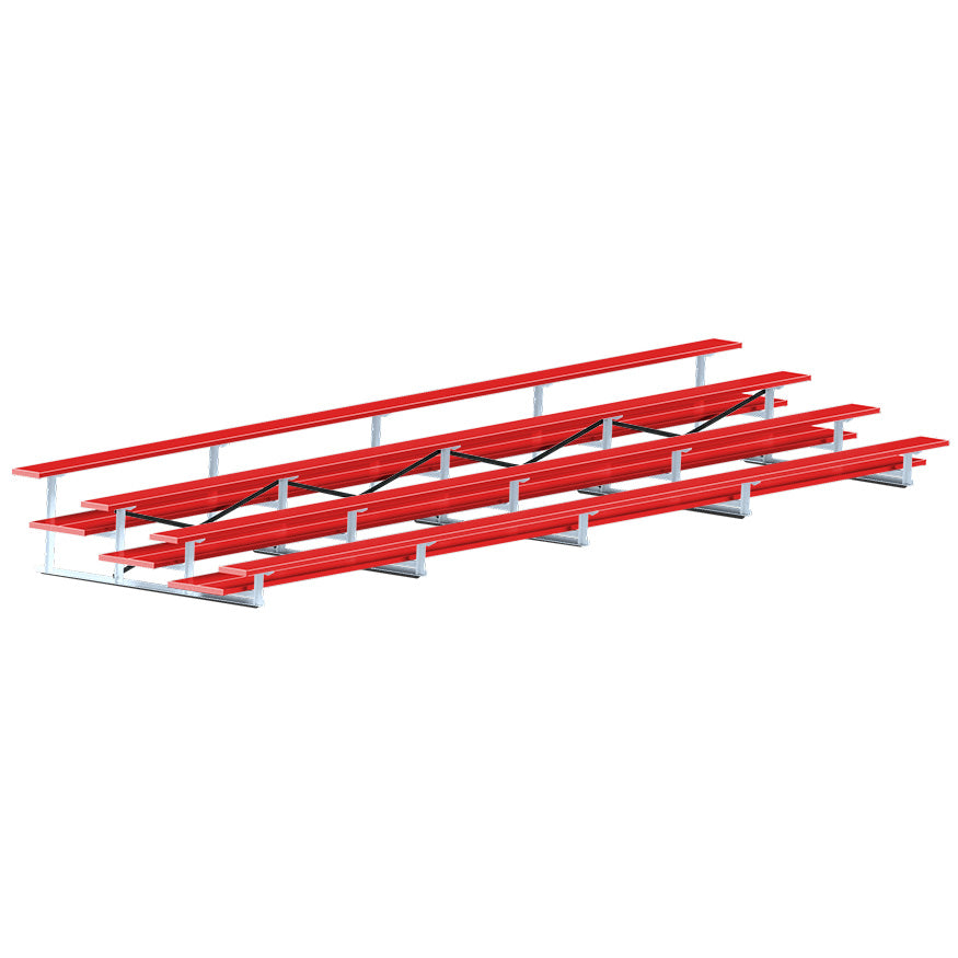 Jaypro Sports Bleacher  - 4 Row - Double Foot Plank, All Aluminum Bleachers, Powder Coated - 27' L (BLDP-427ALPC)