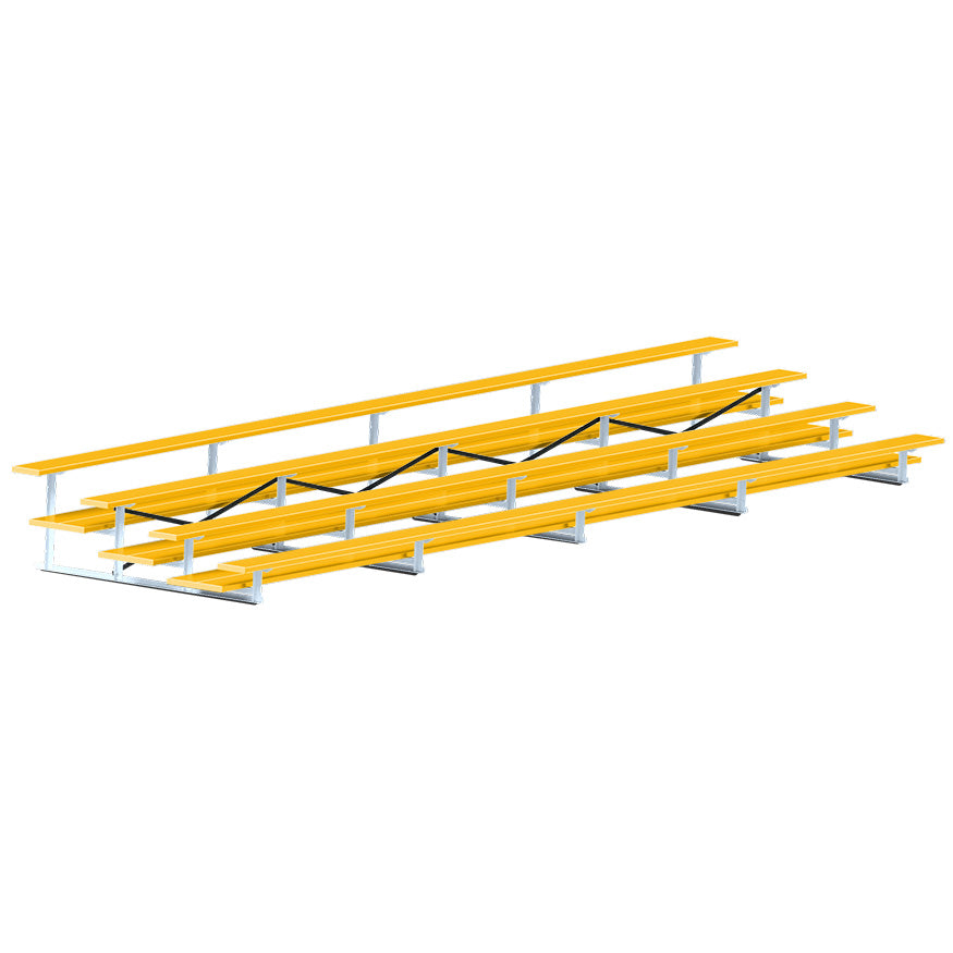 Jaypro Sports Bleacher  - 4 Row - Double Foot Plank, All Aluminum Bleachers, Powder Coated - 27' L (BLDP-427ALPC)