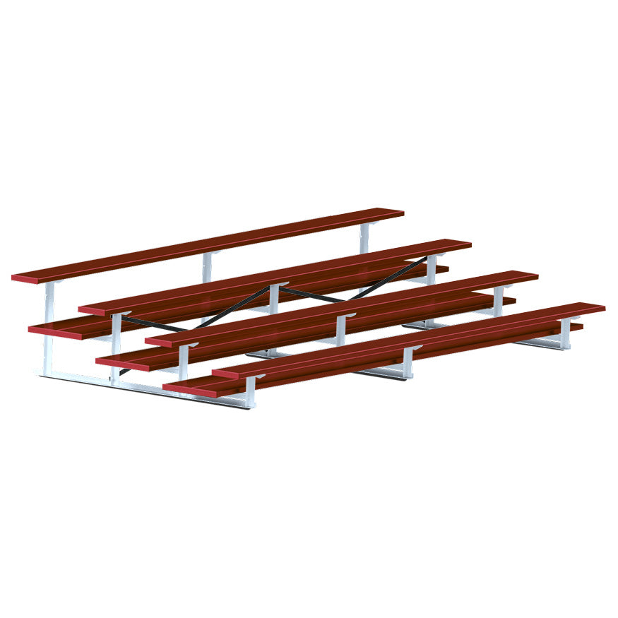 Jaypro Sports Bleacher  - 4 Row - Double Foot Plank, All Aluminum Bleachers, Powder Coated - 15' L (BLDP-4ALPC)