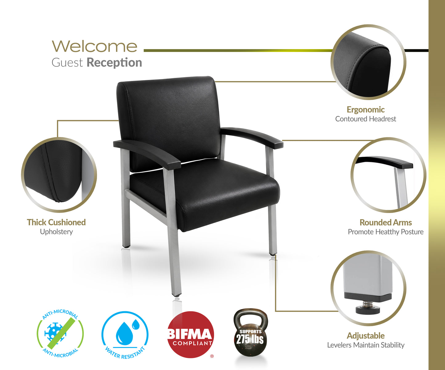 Regency Welcome Guest Reception and Waiting Room Chair with Arms 18"H (REG-CH3901XXX)