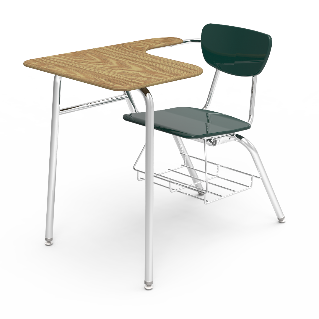 Virco 3400LABRM - Combo Desk with 18" Hard Plastic Seat, 18" x  21" x 30" Hard Plastic Top with Arm support, bookrack (Virco 3400LABRM)