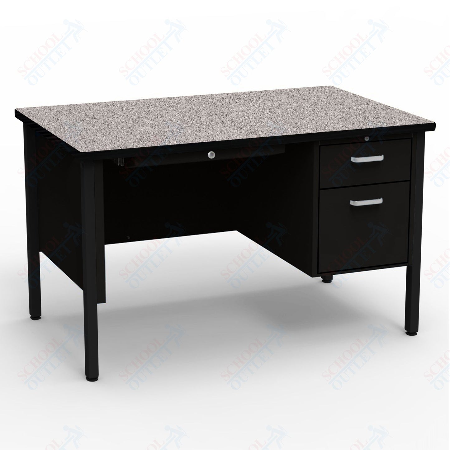 Virco 643 Single Pedestal Teacher Desk - 640 Series with a 30"D x 48"L High-pressure Laminate Surface