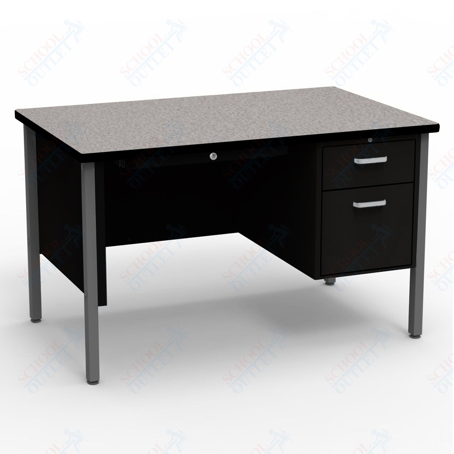 Virco 643 Single Pedestal Teacher Desk - 640 Series with a 30"D x 48"L High-pressure Laminate Surface