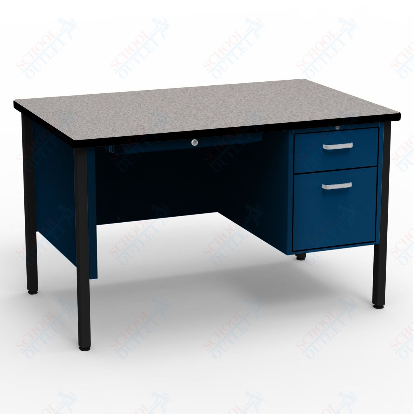 Virco 643 Single Pedestal Teacher Desk - 640 Series with a 30"D x 48"L High-pressure Laminate Surface