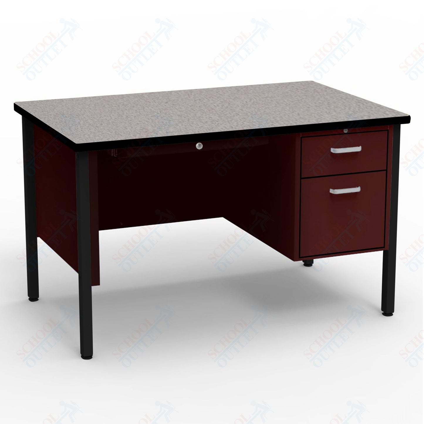 Virco 643 Single Pedestal Teacher Desk - 640 Series with a 30"D x 48"L High-pressure Laminate Surface