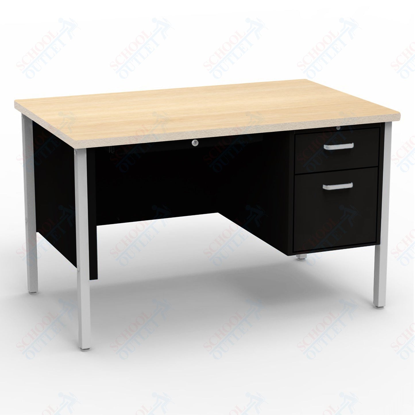 Virco 643 Single Pedestal Teacher Desk - 640 Series with a 30"D x 48"L High-pressure Laminate Surface