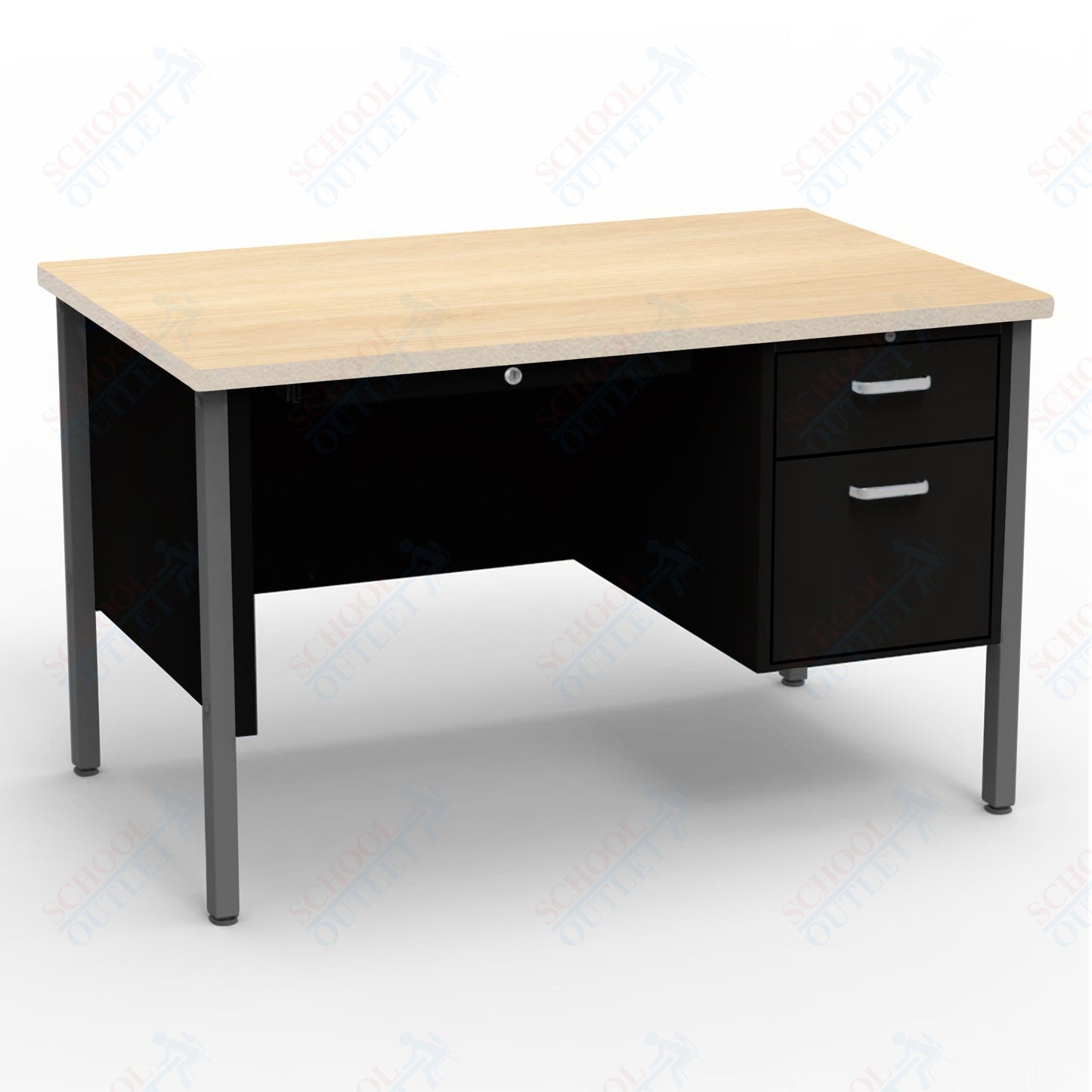 Virco 643 Single Pedestal Teacher Desk - 640 Series with a 30"D x 48"L High-pressure Laminate Surface