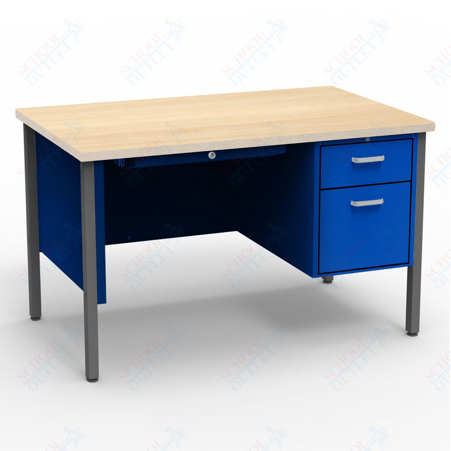 Virco 643 Single Pedestal Teacher Desk - 640 Series with a 30"D x 48"L High-pressure Laminate Surface
