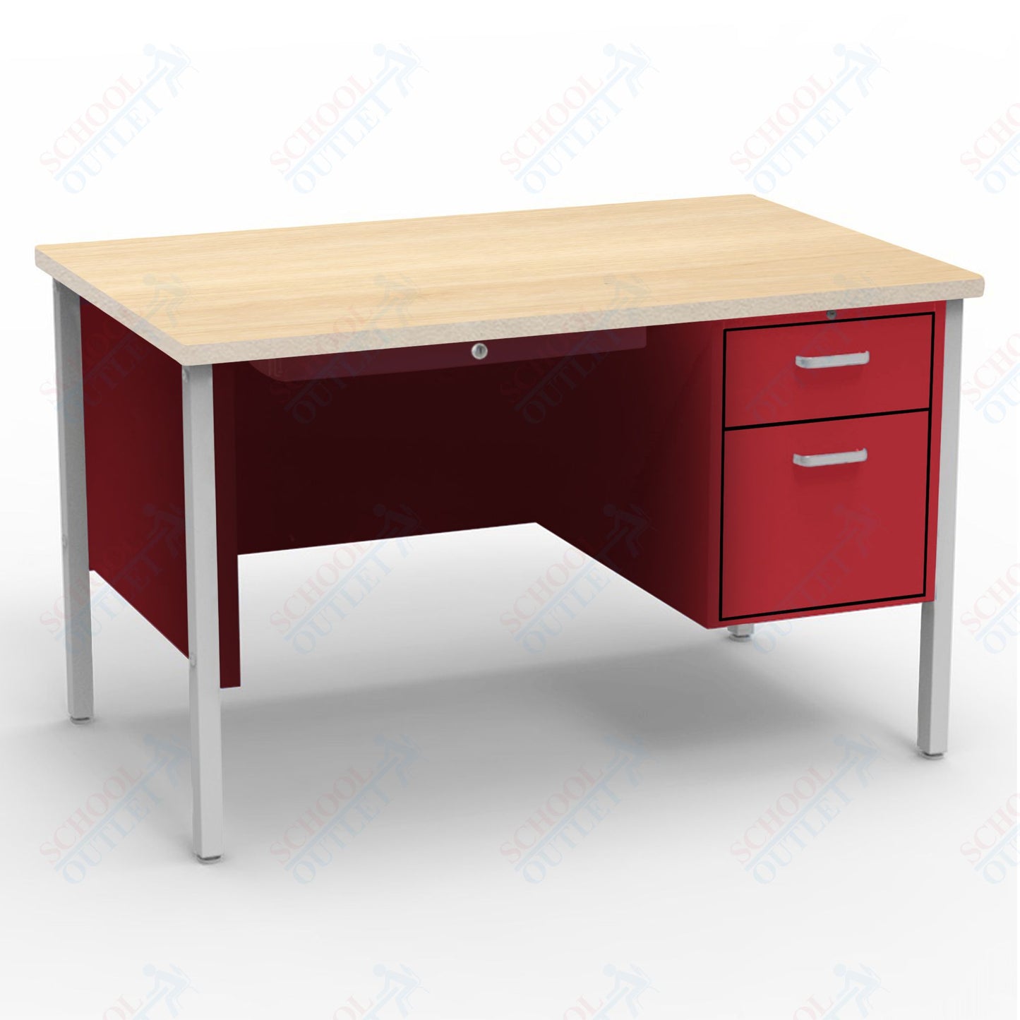 Virco 643 Single Pedestal Teacher Desk - 640 Series with a 30"D x 48"L High-pressure Laminate Surface