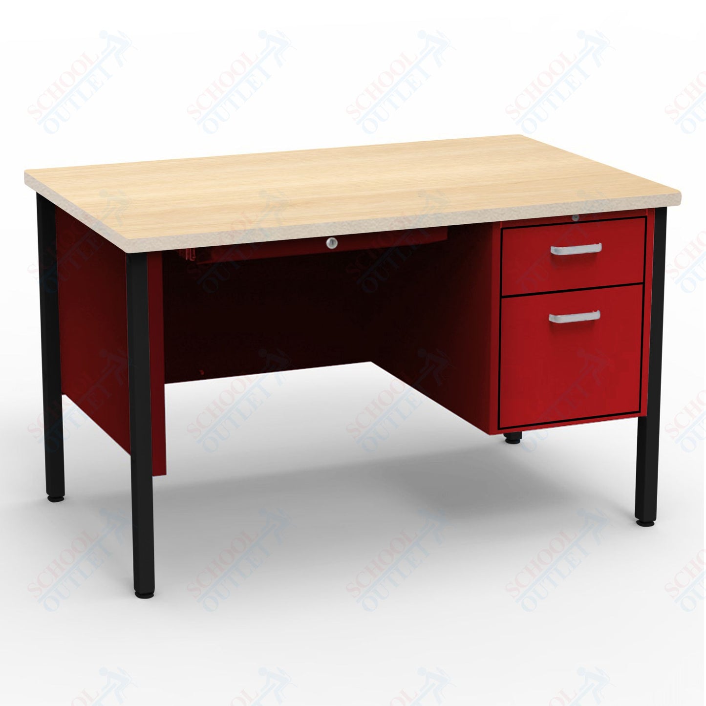 Virco 643 Single Pedestal Teacher Desk - 640 Series with a 30"D x 48"L High-pressure Laminate Surface