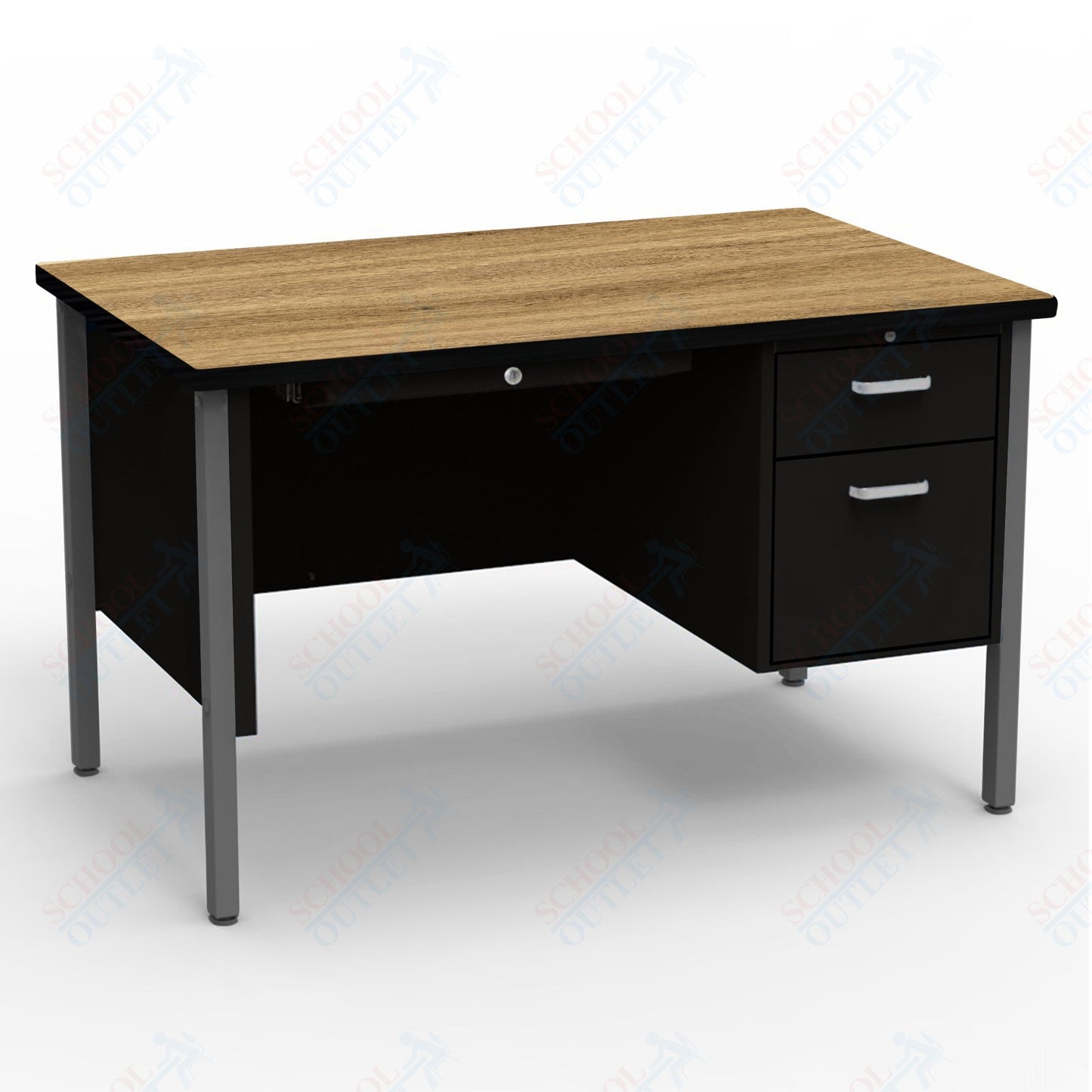 Virco 643 Single Pedestal Teacher Desk - 640 Series with a 30"D x 48"L High-pressure Laminate Surface
