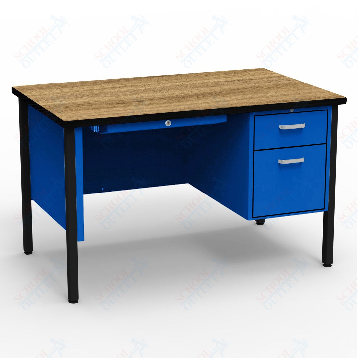 Virco 643 Single Pedestal Teacher Desk - 640 Series with a 30"D x 48"L High-pressure Laminate Surface