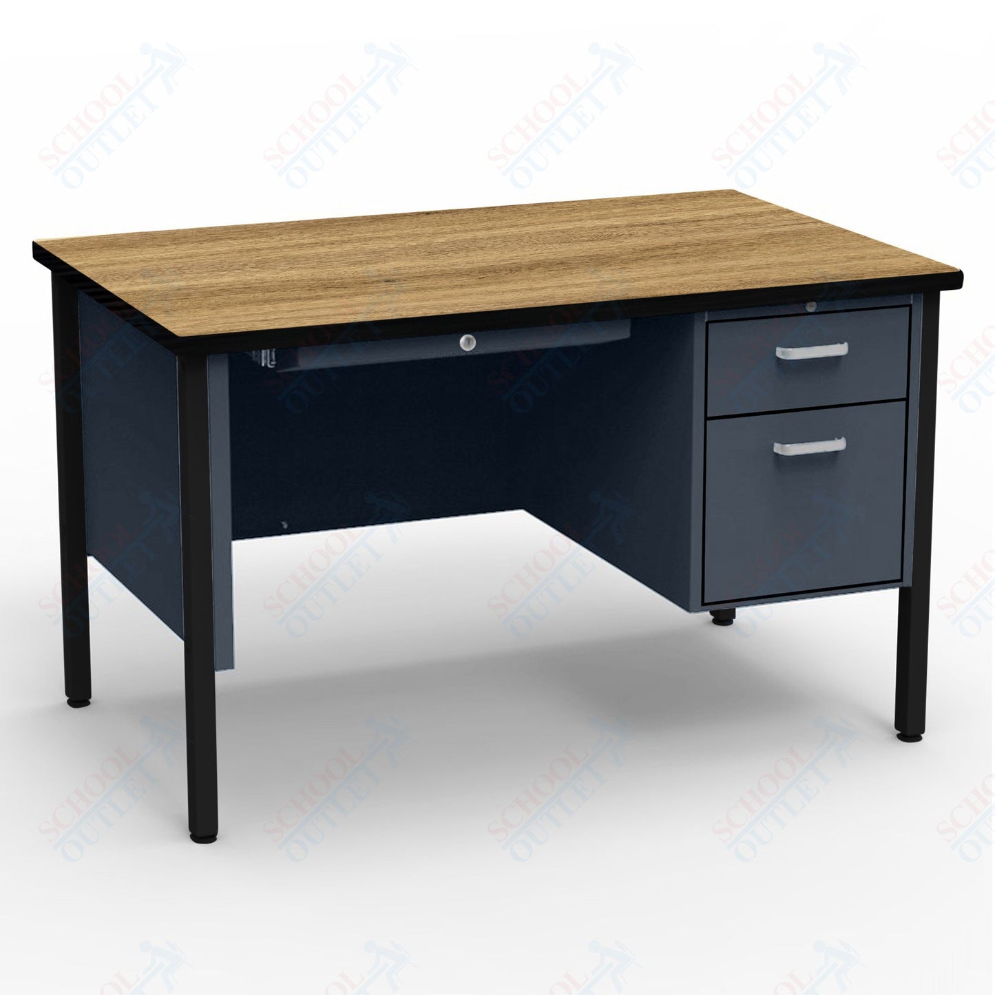 Virco 643 Single Pedestal Teacher Desk - 640 Series with a 30"D x 48"L High-pressure Laminate Surface