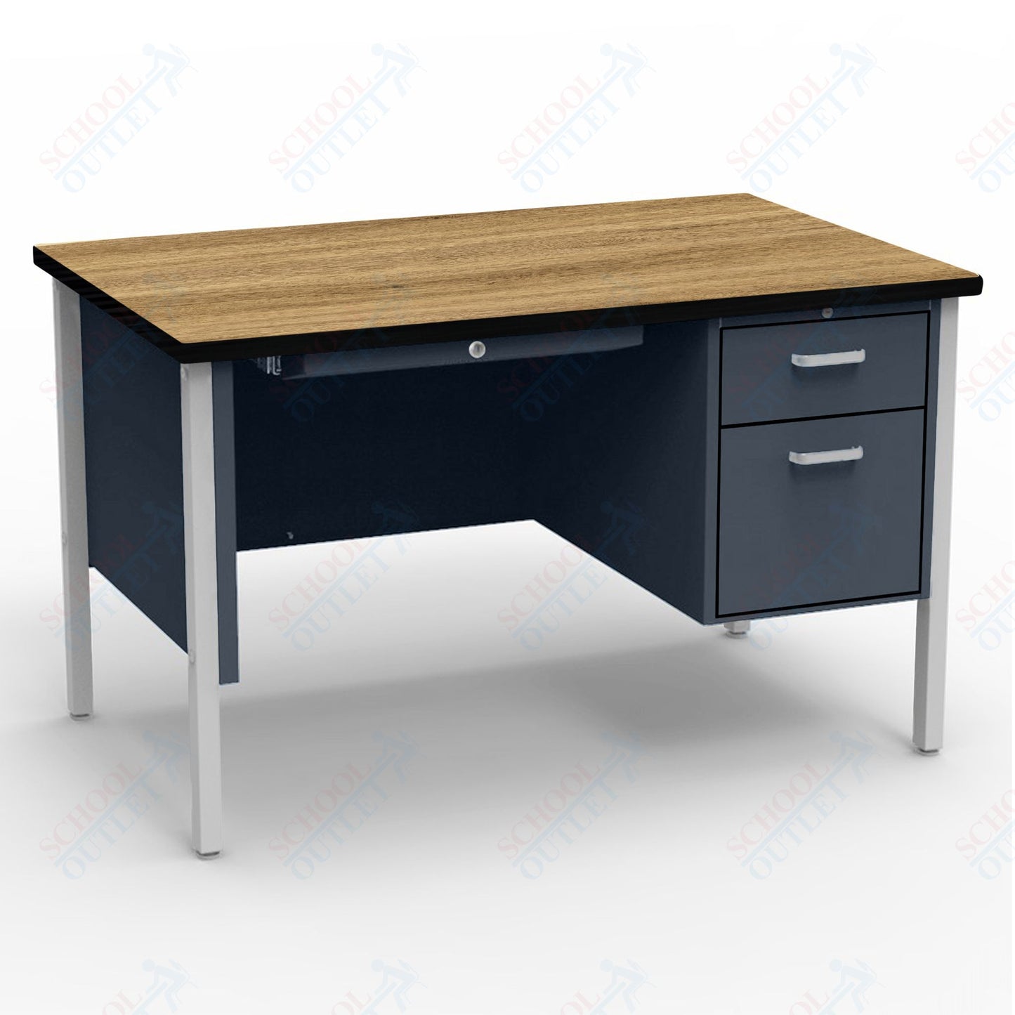 Virco 643 Single Pedestal Teacher Desk - 640 Series with a 30"D x 48"L High-pressure Laminate Surface