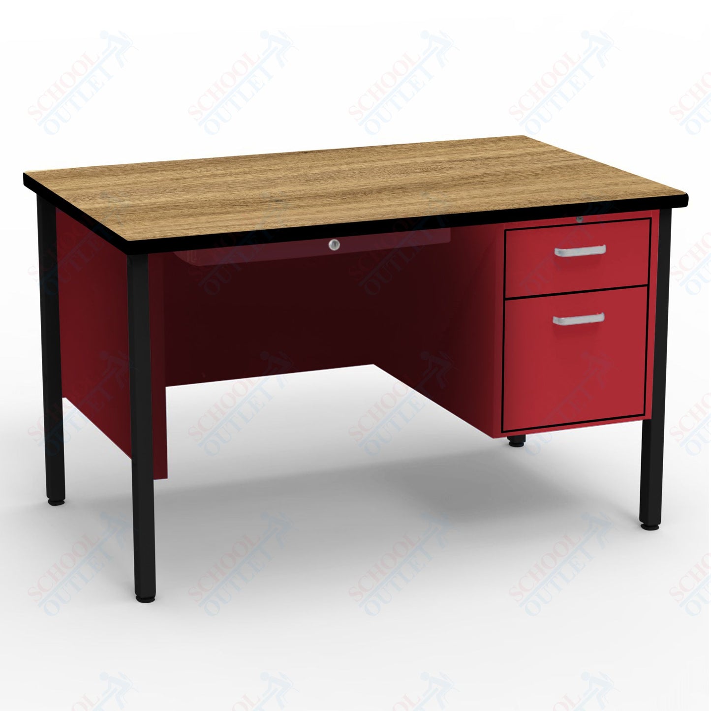 Virco 643 Single Pedestal Teacher Desk - 640 Series with a 30"D x 48"L High-pressure Laminate Surface