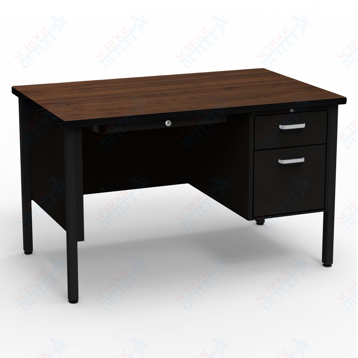 Virco 643 Single Pedestal Teacher Desk - 640 Series with a 30"D x 48"L High-pressure Laminate Surface