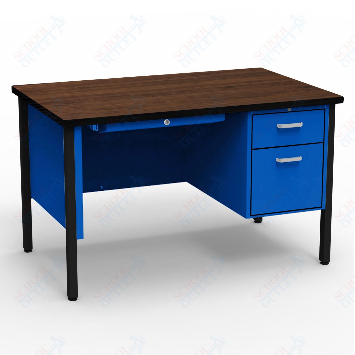 Virco 643 Single Pedestal Teacher Desk - 640 Series with a 30"D x 48"L High-pressure Laminate Surface