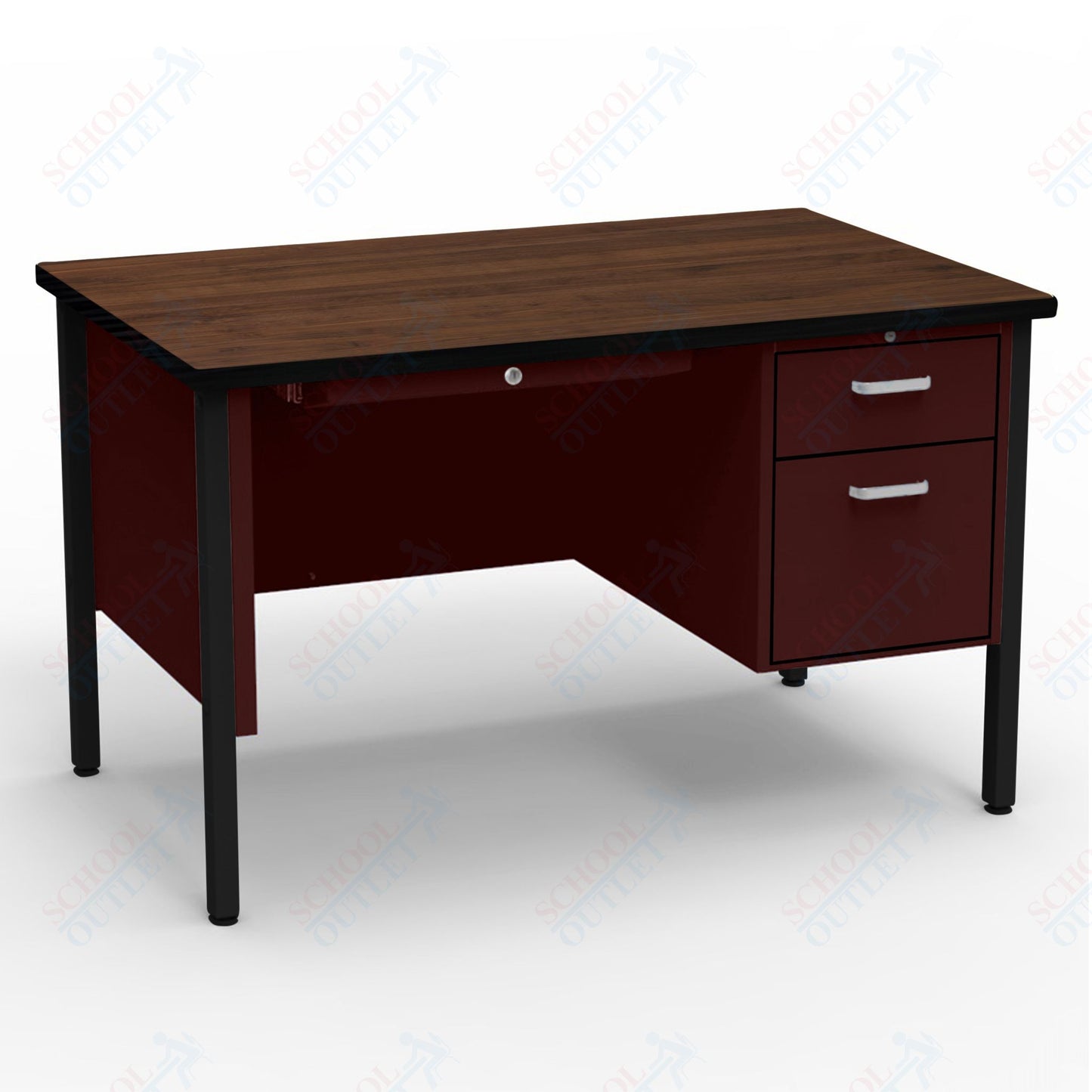 Virco 643 Single Pedestal Teacher Desk - 640 Series with a 30"D x 48"L High-pressure Laminate Surface