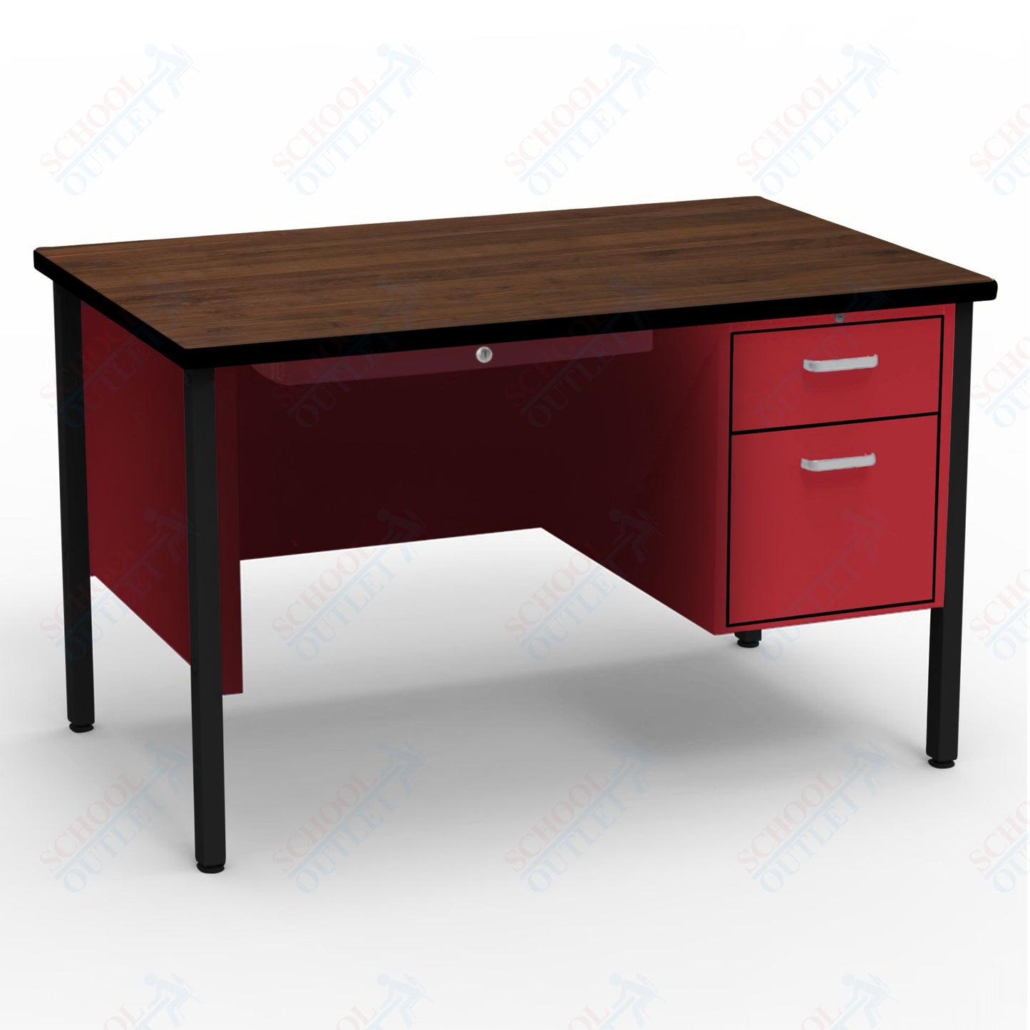 Virco 643 Single Pedestal Teacher Desk - 640 Series with a 30"D x 48"L High-pressure Laminate Surface