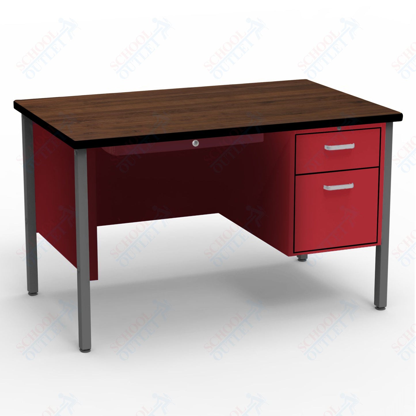 Virco 643 Single Pedestal Teacher Desk - 640 Series with a 30"D x 48"L High-pressure Laminate Surface