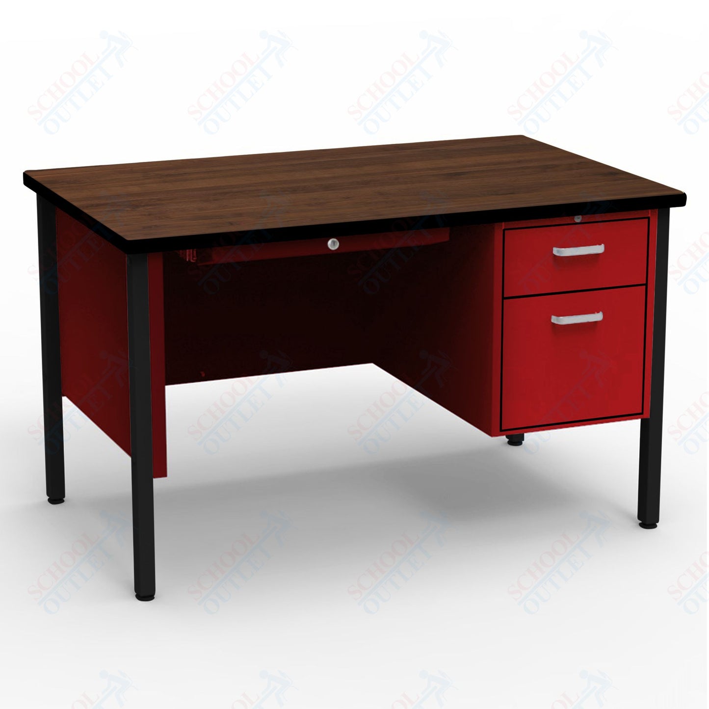 Virco 643 Single Pedestal Teacher Desk - 640 Series with a 30"D x 48"L High-pressure Laminate Surface