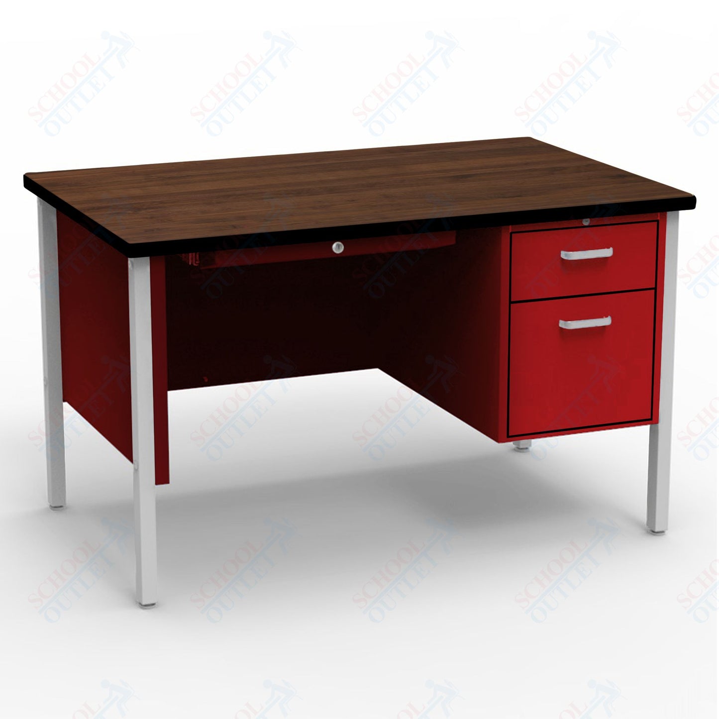 Virco 643 Single Pedestal Teacher Desk - 640 Series with a 30"D x 48"L High-pressure Laminate Surface