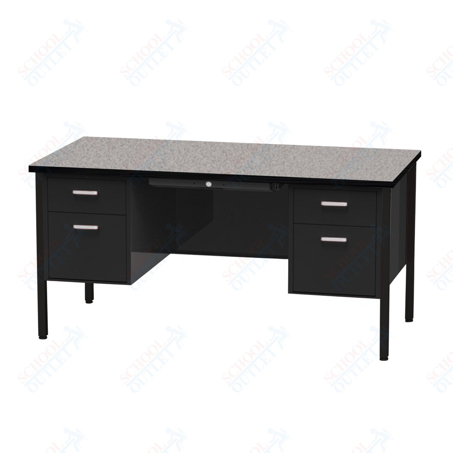 Virco 646 Double Pedestal Teacher Desk - 640 Series with a 30"D x 60"L High-pressure Laminate Surface