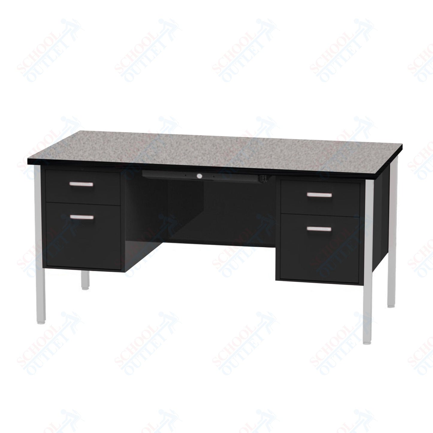 Virco 646 Double Pedestal Teacher Desk - 640 Series with a 30"D x 60"L High-pressure Laminate Surface