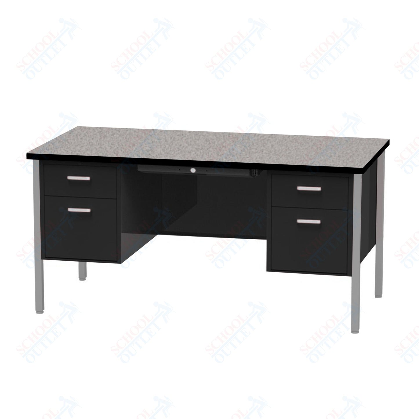 Virco 646 Double Pedestal Teacher Desk - 640 Series with a 30"D x 60"L High-pressure Laminate Surface