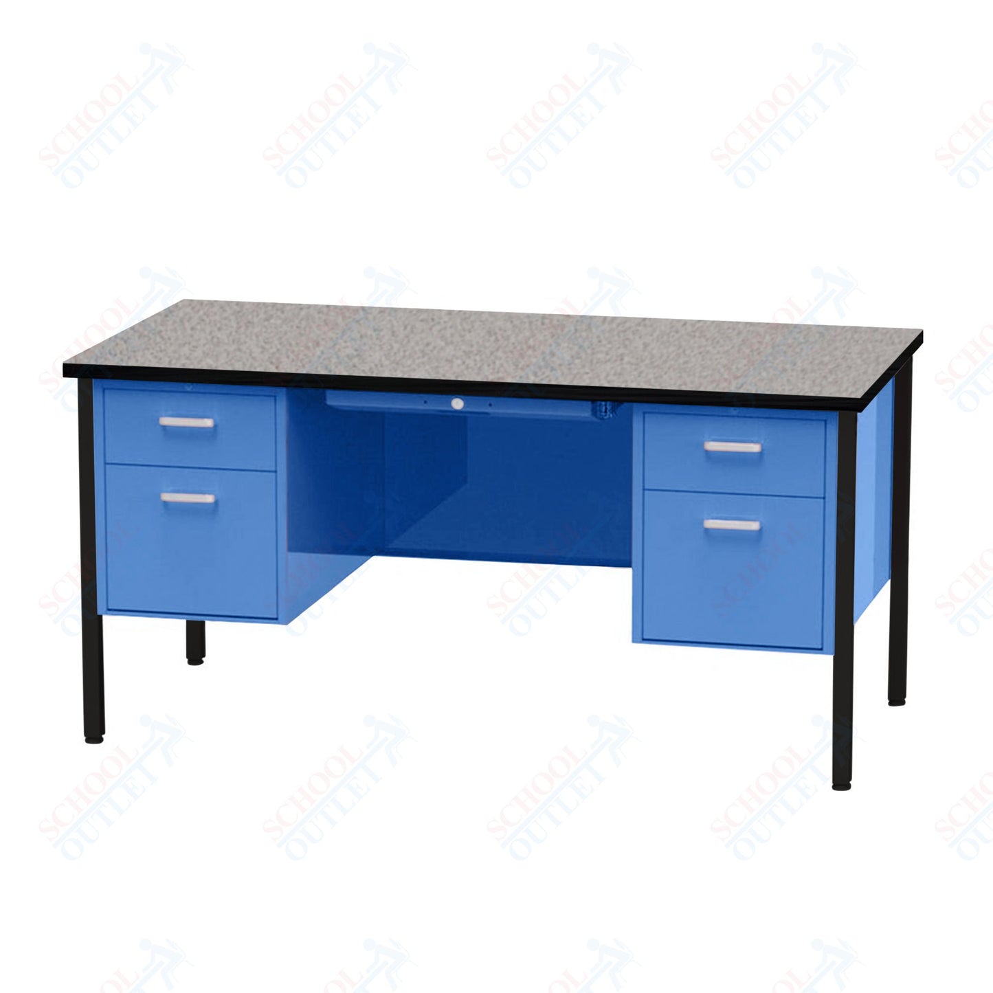 Virco 646 Double Pedestal Teacher Desk - 640 Series with a 30"D x 60"L High-pressure Laminate Surface