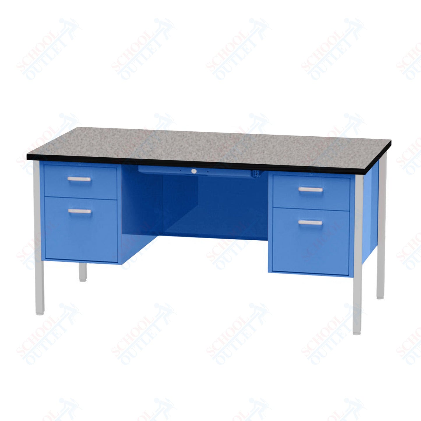 Virco 646 Double Pedestal Teacher Desk - 640 Series with a 30"D x 60"L High-pressure Laminate Surface
