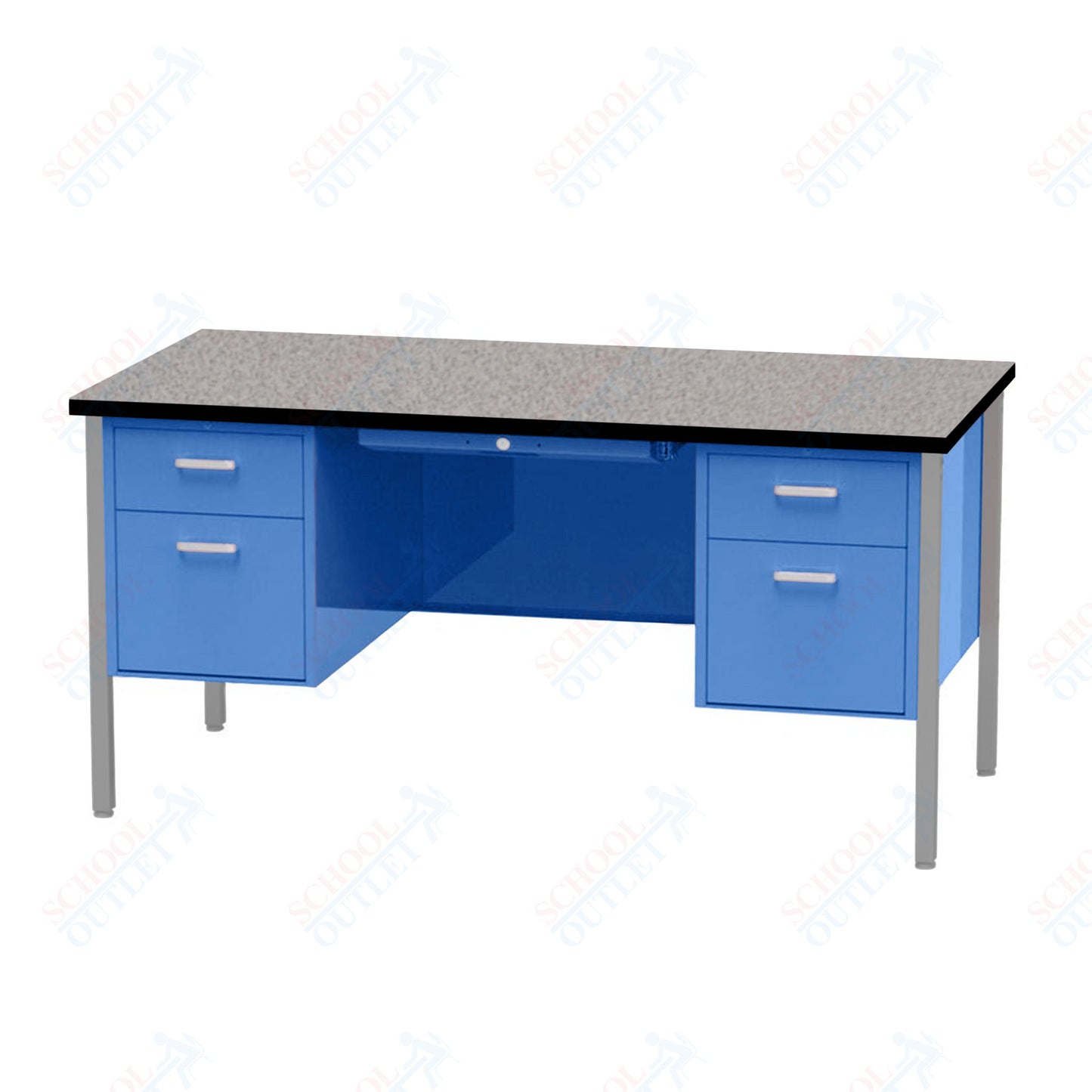 Virco 646 Double Pedestal Teacher Desk - 640 Series with a 30"D x 60"L High-pressure Laminate Surface