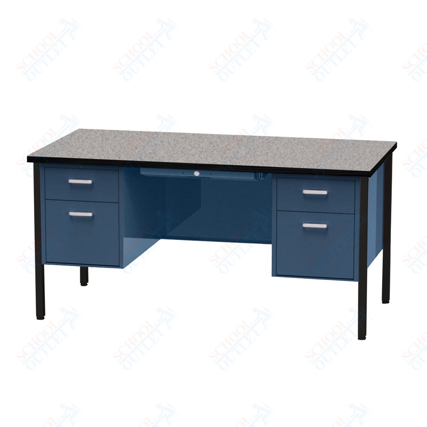 Virco 646 Double Pedestal Teacher Desk - 640 Series with a 30"D x 60"L High-pressure Laminate Surface