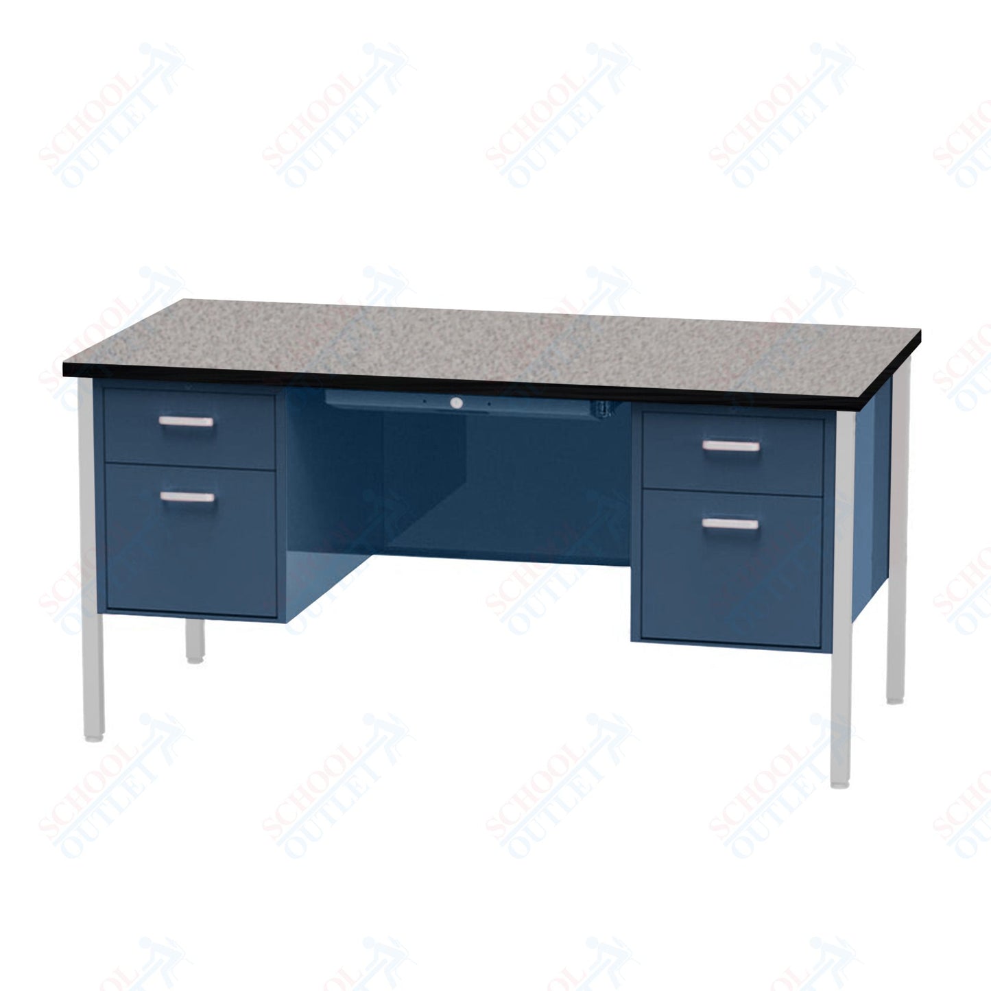 Virco 646 Double Pedestal Teacher Desk - 640 Series with a 30"D x 60"L High-pressure Laminate Surface