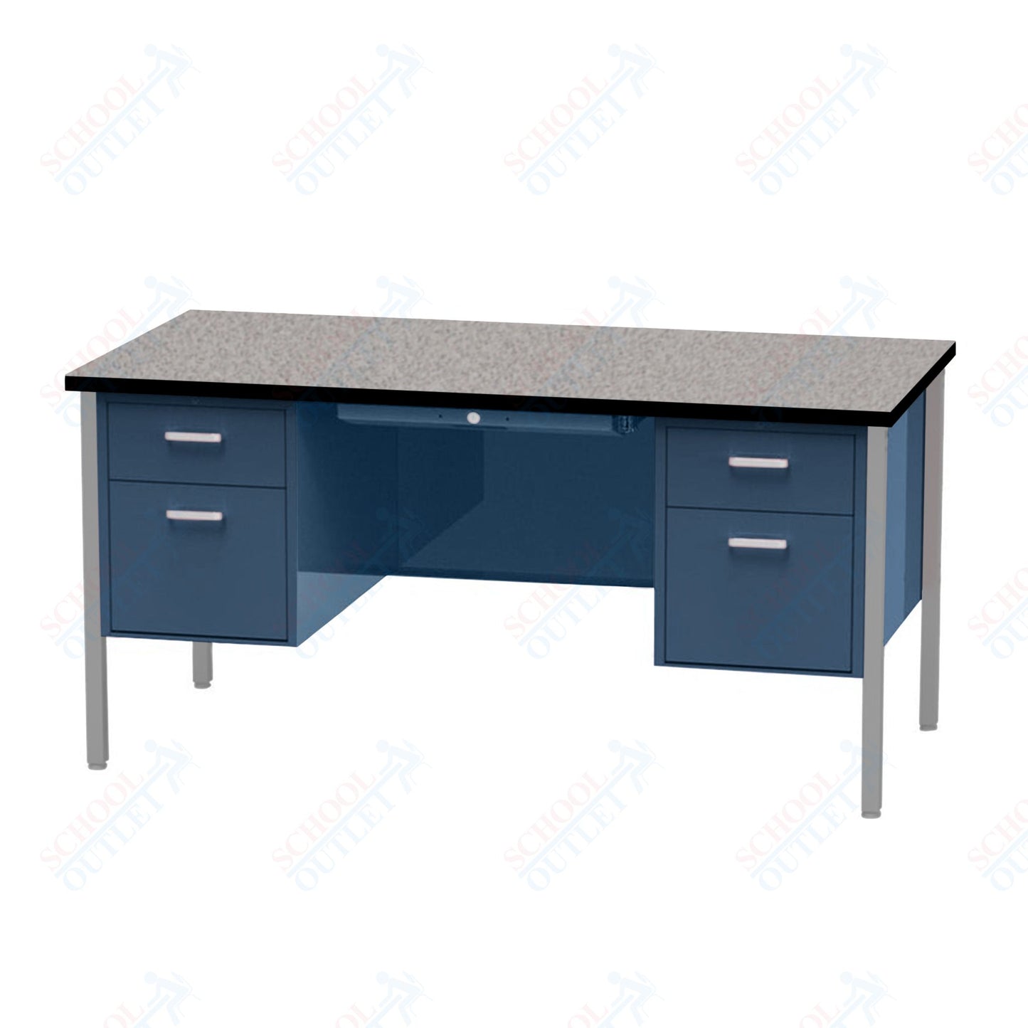 Virco 646 Double Pedestal Teacher Desk - 640 Series with a 30"D x 60"L High-pressure Laminate Surface