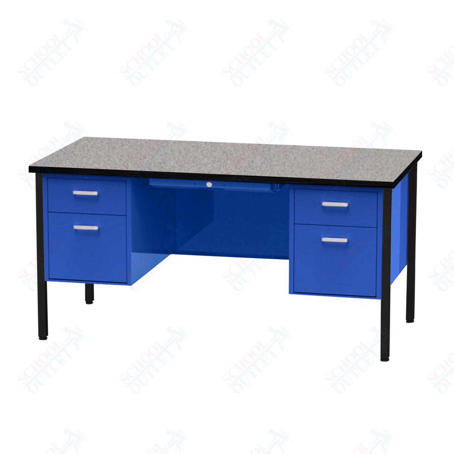 Virco 646 Double Pedestal Teacher Desk - 640 Series with a 30"D x 60"L High-pressure Laminate Surface