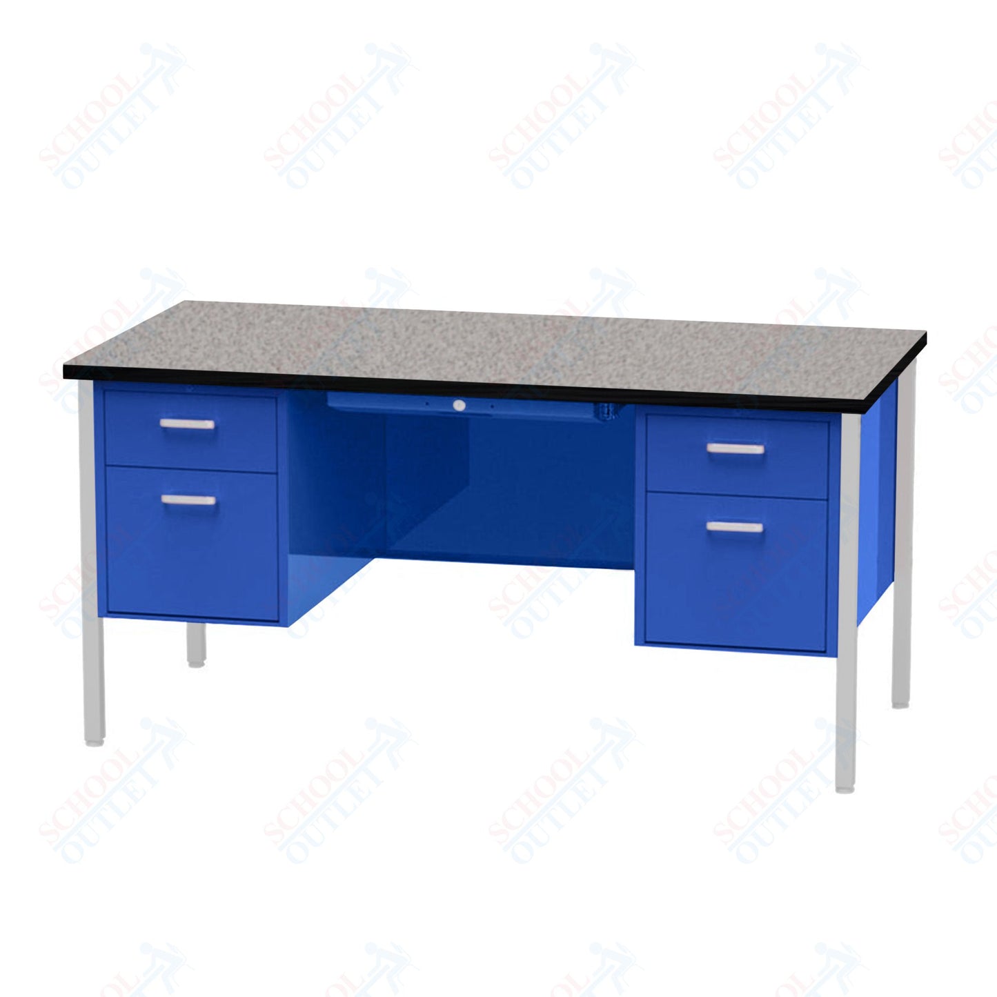 Virco 646 Double Pedestal Teacher Desk - 640 Series with a 30"D x 60"L High-pressure Laminate Surface