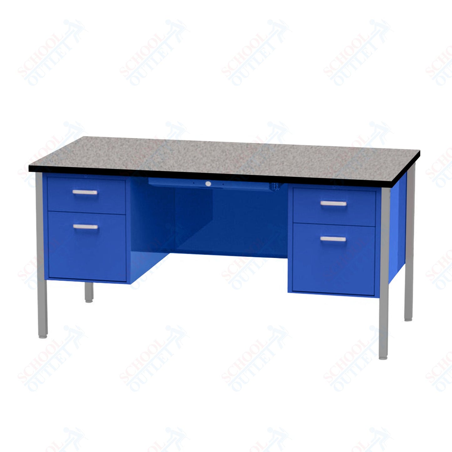 Virco 646 Double Pedestal Teacher Desk - 640 Series with a 30"D x 60"L High-pressure Laminate Surface
