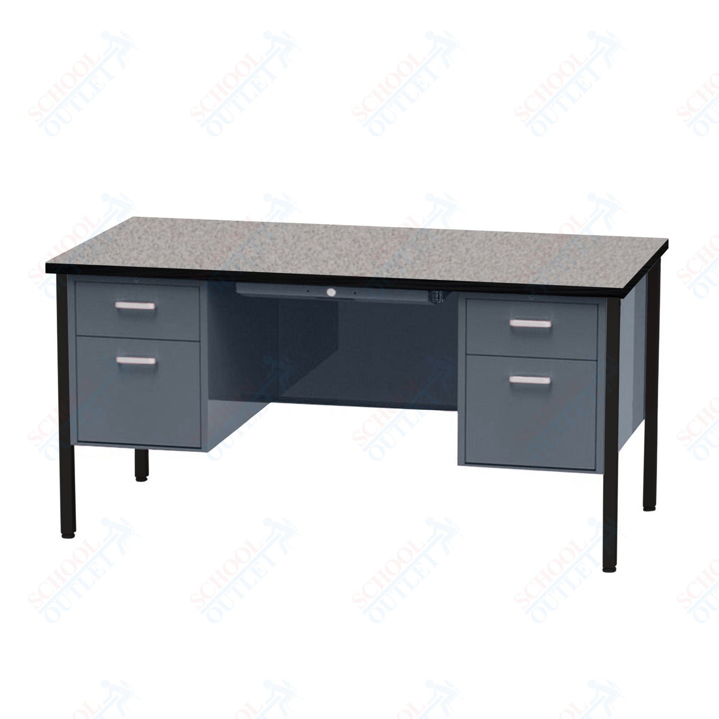 Virco 646 Double Pedestal Teacher Desk - 640 Series with a 30"D x 60"L High-pressure Laminate Surface