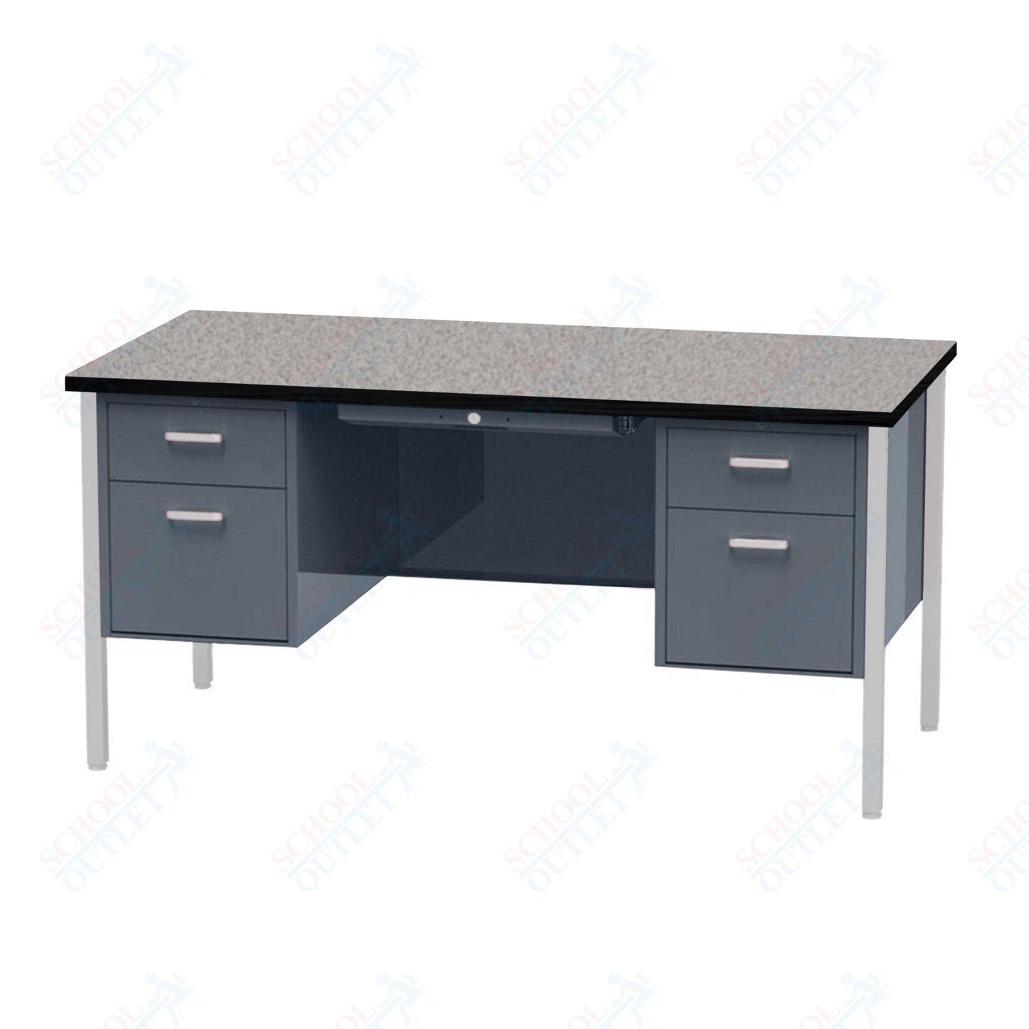 Virco 646 Double Pedestal Teacher Desk - 640 Series with a 30"D x 60"L High-pressure Laminate Surface