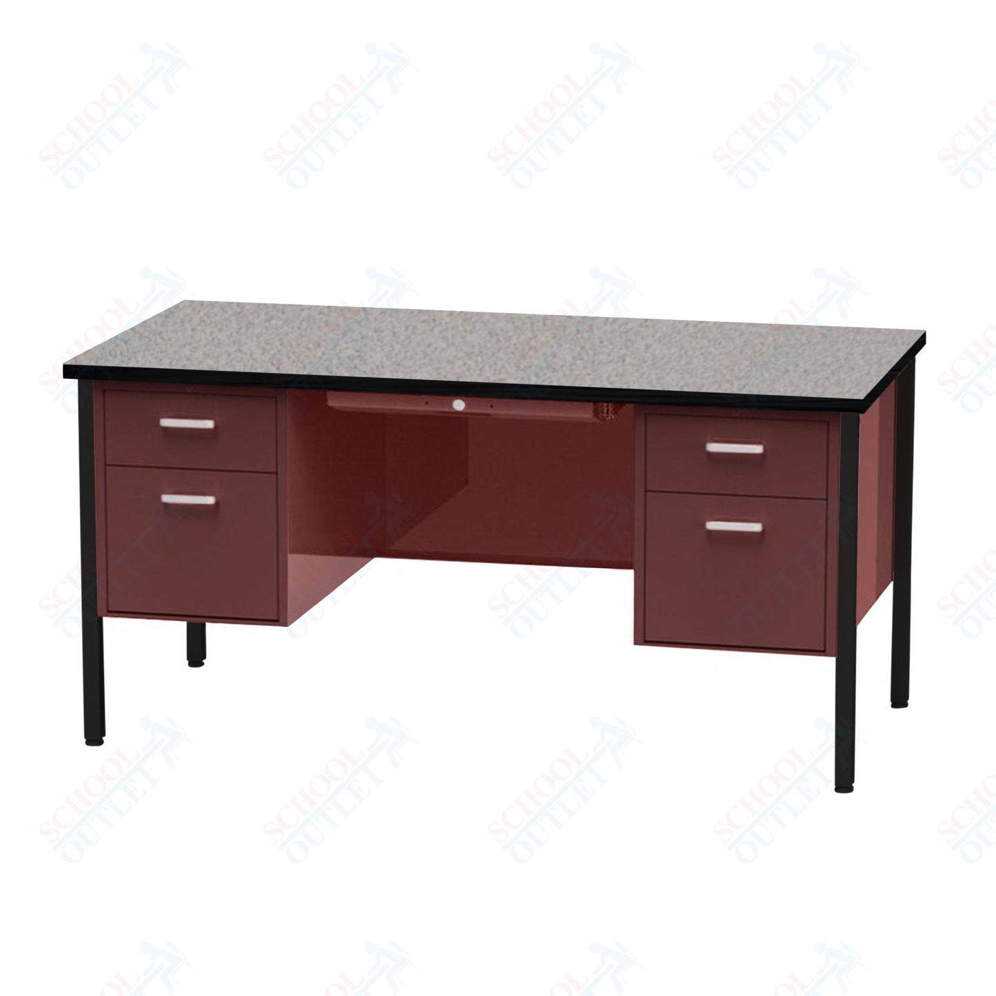 Virco 646 Double Pedestal Teacher Desk - 640 Series with a 30"D x 60"L High-pressure Laminate Surface